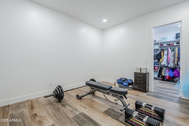 22709 S 202nd St, Queen Creek, AZ 85142 - exercise room featuring wood finished floors, baseboards, and recessed lighting