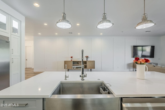 22709 S 202nd St, Queen Creek, AZ 85142 - kitchen with a sink, open floor plan, stainless steel appliances, hanging light fixtures, and recessed lighting