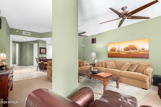 120 E Rio Salado Pkwy Unit 201, Tempe, AZ 85281 - living area featuring a ceiling fan and light carpet