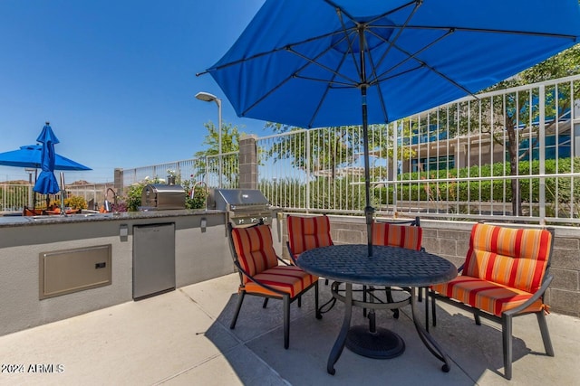 view of patio featuring grilling area and exterior kitchen