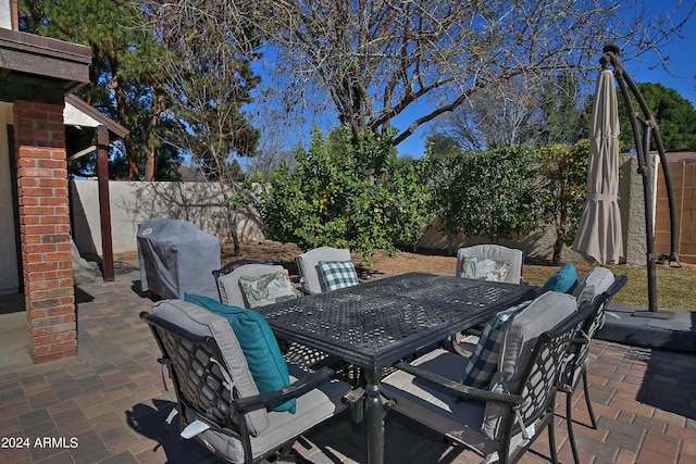 view of patio / terrace featuring a grill