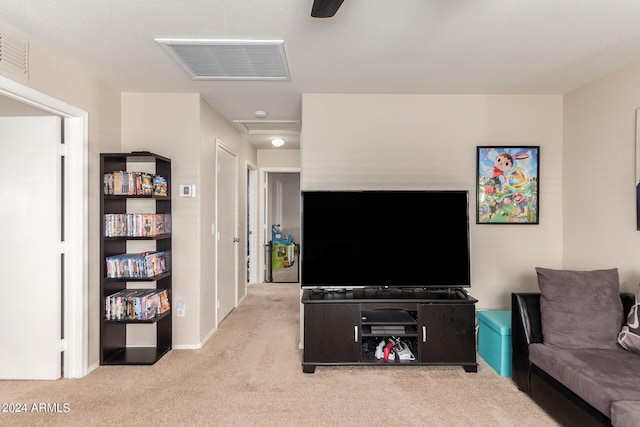 living room with light carpet