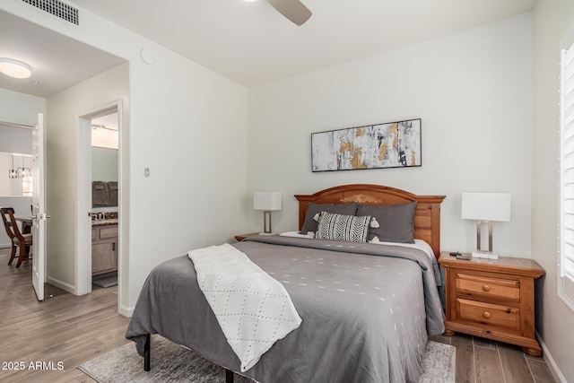 9253 N Firebrick Dr Unit 117, Fountain Hills, AZ 85268 - bedroom with wood finished floors, visible vents, a ceiling fan, and baseboards