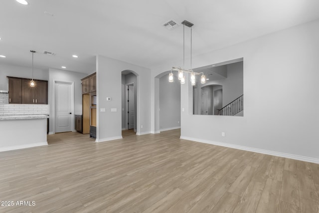 unfurnished dining area featuring light hardwood / wood-style flooring