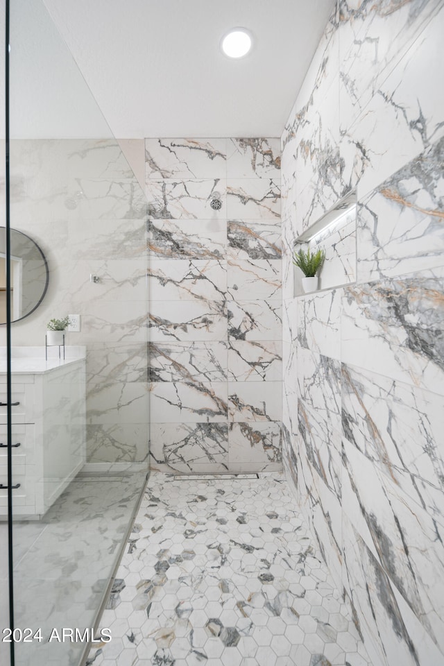 bathroom featuring tile floors