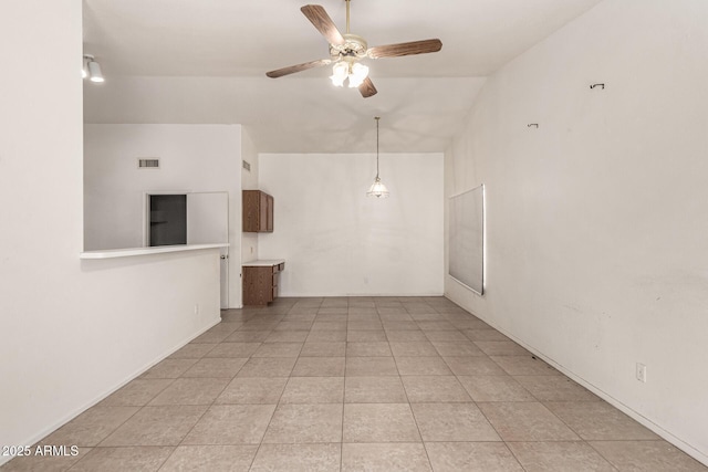 510 W Amoroso Dr, Gilbert, AZ 85233 - spare room with a ceiling fan, light tile patterned floors, and lofted ceiling