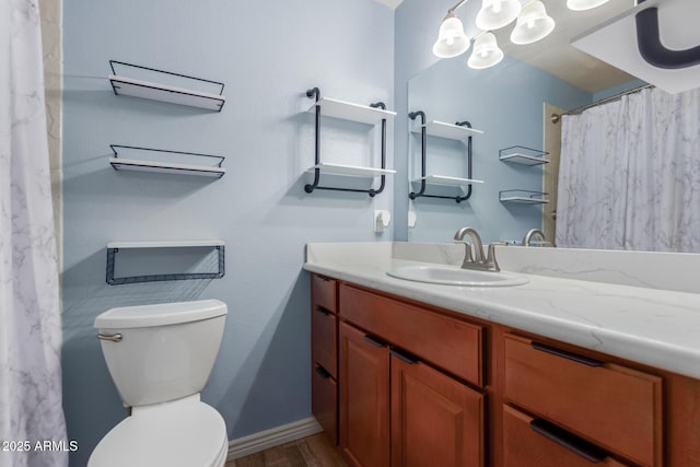 538 E Estevan Ave, Apache Junction, AZ 85119 - full bathroom featuring vanity, wood finished floors, and a shower with curtain