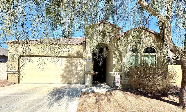 view of front of property with a garage