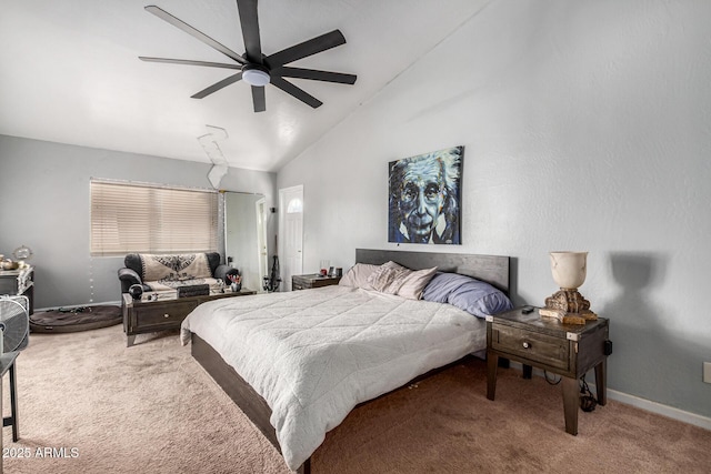 9169 W Ludlow Dr W, Peoria, AZ 85381 - carpeted bedroom featuring baseboards, high vaulted ceiling, and a ceiling fan
