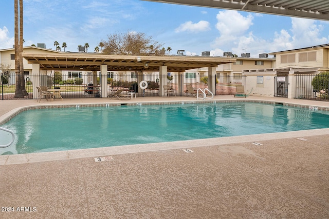 view of pool featuring a patio