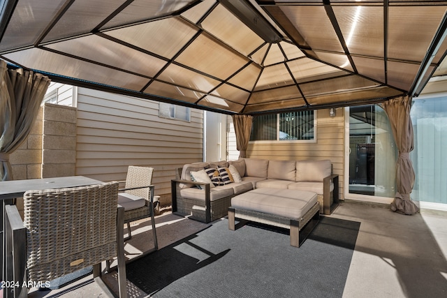 view of patio / terrace with a gazebo and an outdoor hangout area