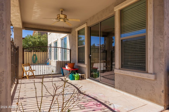 view of patio with ceiling fan