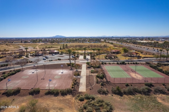 aerial view with a mountain view