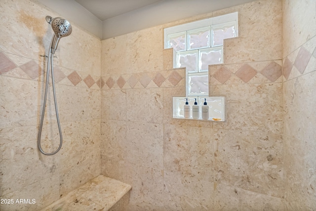 interior details with tiled shower