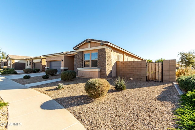 single story home with a garage