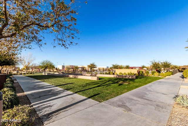 view of home's community with a yard