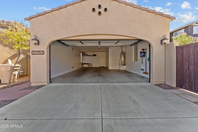 garage with water heater