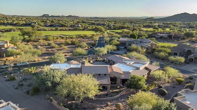 drone / aerial view featuring a mountain view