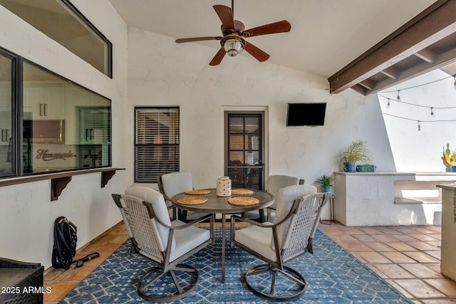 9821 E Windrose Dr, Scottsdale, AZ 85260 - view of patio / terrace featuring a ceiling fan and outdoor dining space