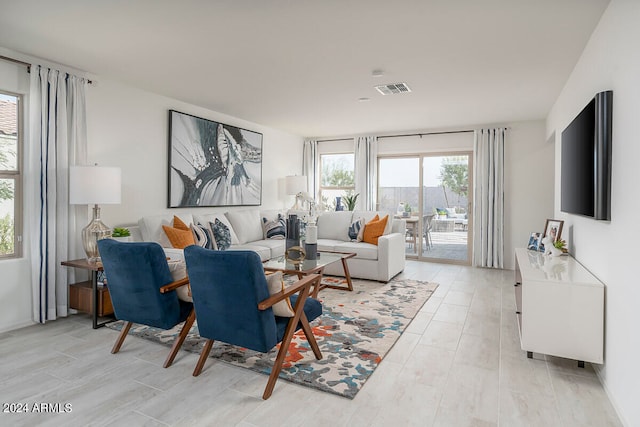 living room featuring light hardwood / wood-style floors