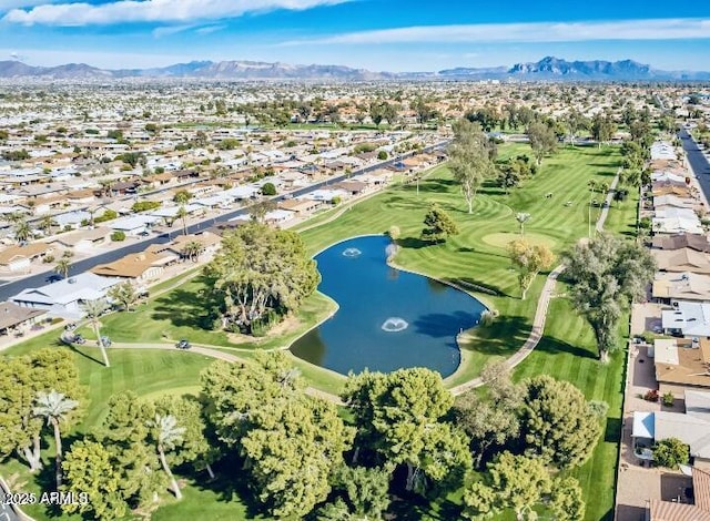 425 S Parkcrest Unit 323, Mesa, AZ 85206 - aerial view of property's location featuring nearby suburban area, a water and mountain view, and a golf club