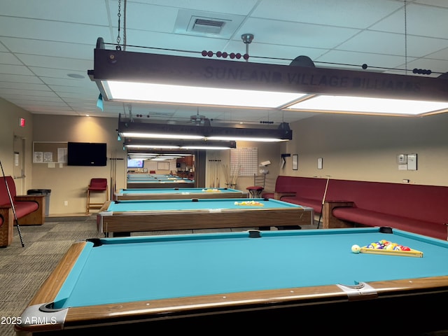 425 S Parkcrest Unit 323, Mesa, AZ 85206 - recreation room with billiards, carpet flooring, and a paneled ceiling
