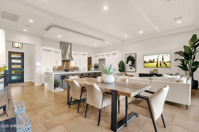 dining room featuring recessed lighting and visible vents