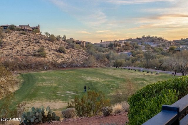 view of yard at dusk