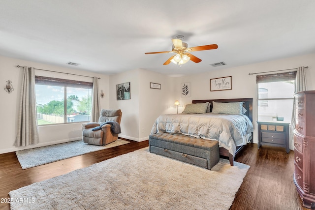 308 E Sheffield Ct, Gilbert, AZ 85296 - bedroom with dark wood-type flooring and a ceiling fan