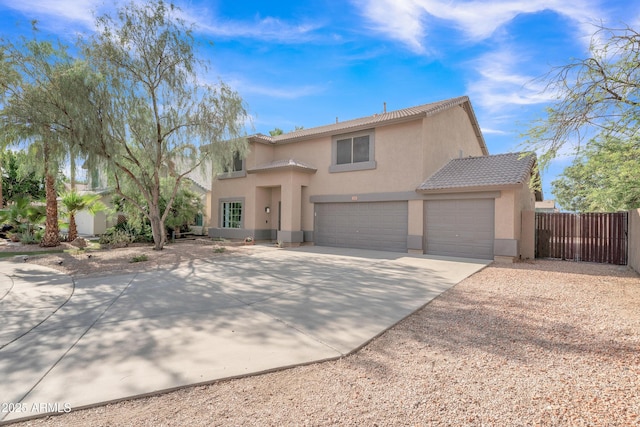 308 E Sheffield Ct, Gilbert, AZ 85296 - view of front of home with driveway, stucco siding, a garage, and a tile roof