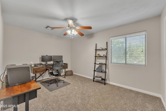 308 E Sheffield Ct, Gilbert, AZ 85296 - carpeted office space featuring a ceiling fan and baseboards