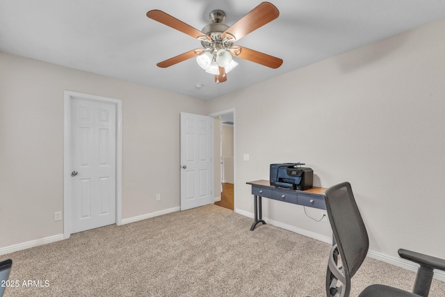 308 E Sheffield Ct, Gilbert, AZ 85296 - carpeted home office featuring ceiling fan and baseboards