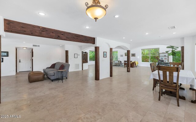 3611 E Ahwatukee Dr, Phoenix, AZ 85044 - dining room featuring decorative columns, recessed lighting, and arched walkways