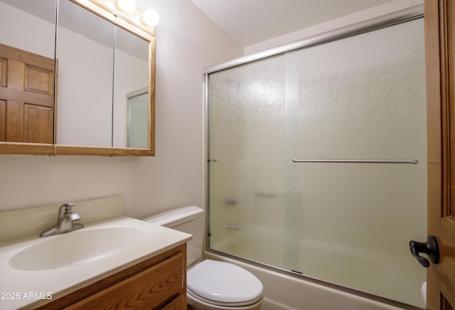 272 N Cucuracha St, Wickenburg, AZ 85390 - bathroom with toilet, vanity, and shower / bath combination with glass door