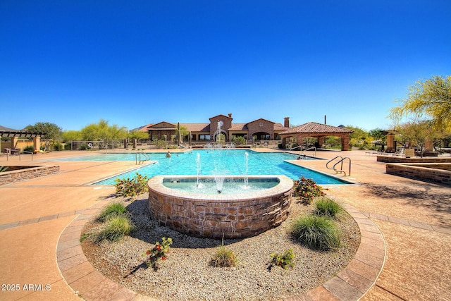 pool with a gazebo