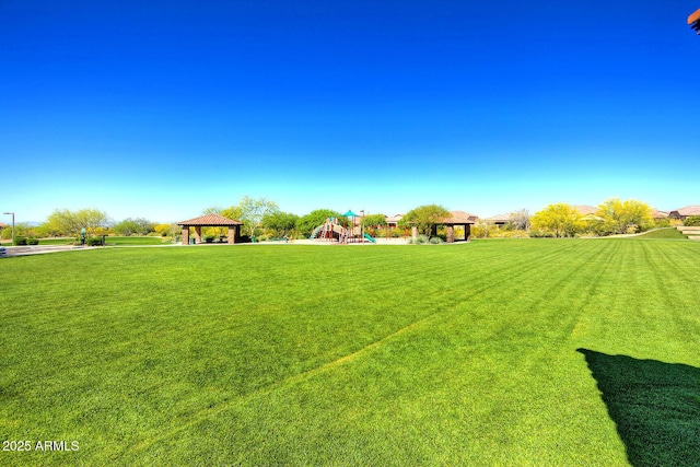 view of yard with a gazebo