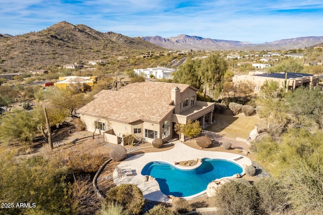 aerial view with a mountain view