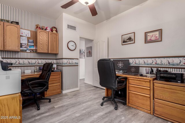 7460 E Kiowa Ave, Mesa, AZ 85209 - office with a ceiling fan and light wood-style floors