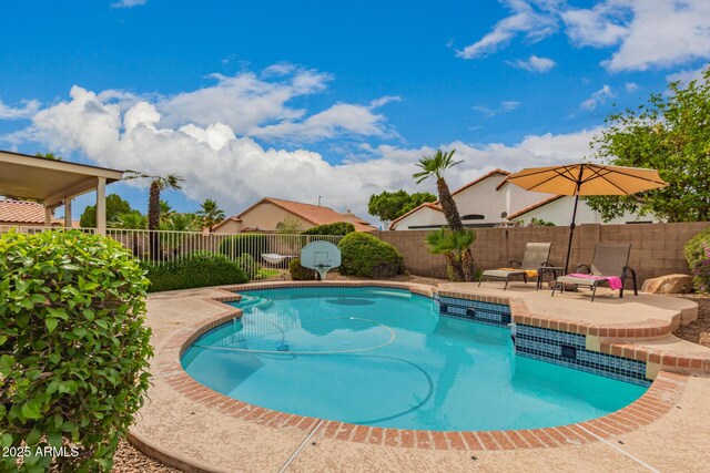7460 E Kiowa Ave, Mesa, AZ 85209 - view of pool with a fenced backyard and a patio