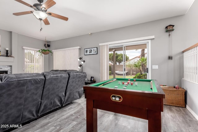 7460 E Kiowa Ave, Mesa, AZ 85209 - playroom with light wood-style flooring, plenty of natural light, billiards, and a ceiling fan