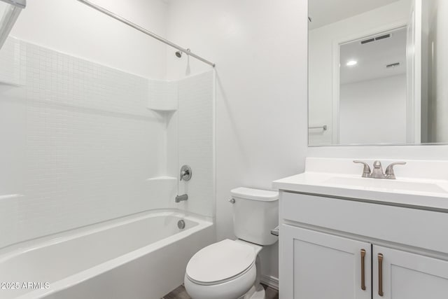 full bathroom with shower / washtub combination, vanity, and toilet