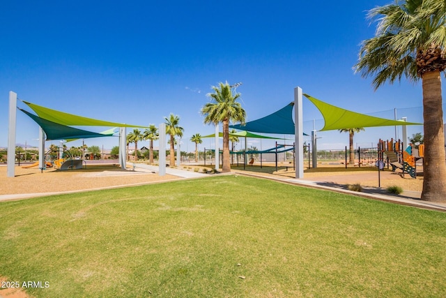 view of playground with a yard