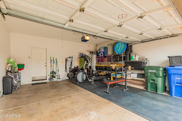 garage with a garage door opener