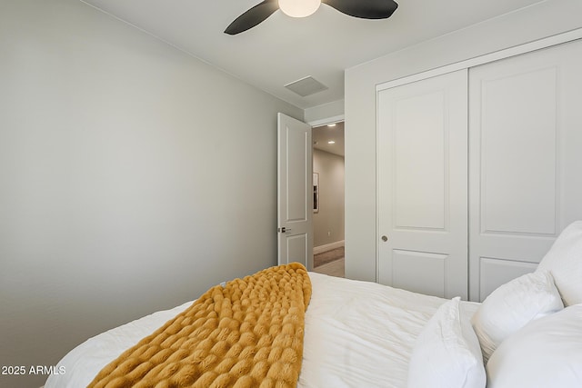 9352 E Saturn Ave, Mesa, AZ 85212 - bedroom featuring a closet, a ceiling fan, and baseboards