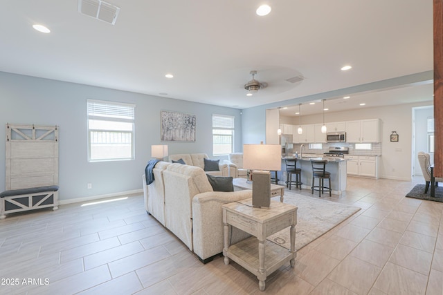 2929 E Mohave Ln, Apache Junction, AZ 85119 - living room with a ceiling fan, recessed lighting, and light tile patterned floors