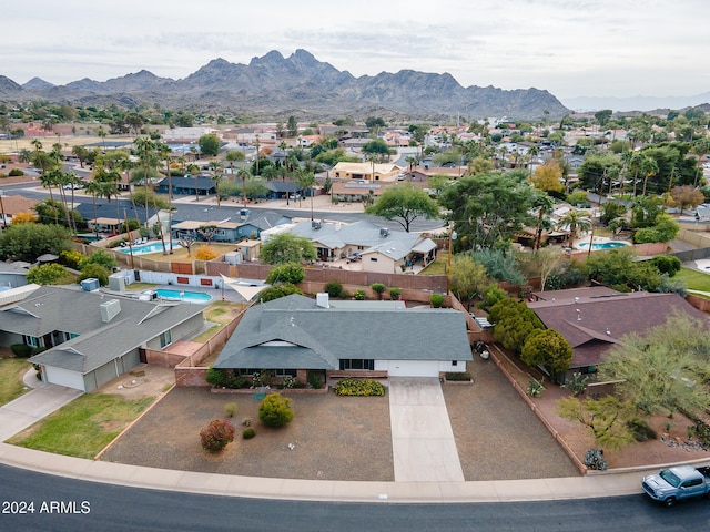 drone / aerial view with a mountain view