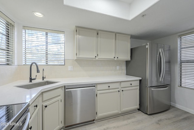 6885 E Cochise Rd Unit 219, Paradise Valley, AZ 85253 - kitchen with appliances with stainless steel finishes, tasteful backsplash, light wood-style flooring, recessed lighting, and light countertops