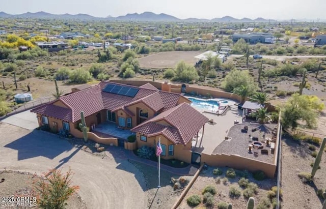 bird's eye view with a mountain view