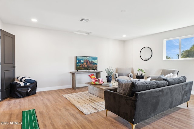 living room with light wood-type flooring