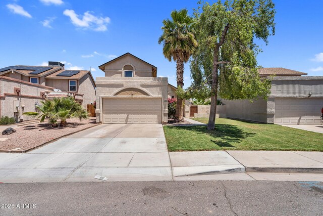 3608 W Harrison St, Chandler, AZ 85226 - view of front of property featuring concrete driveway, a front lawn, stucco siding, and an attached garage
